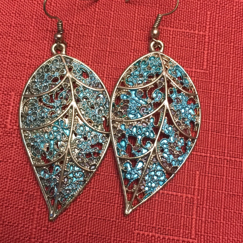 Gold/ Blue earrings